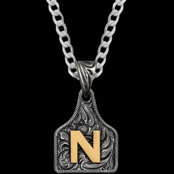 Mini Initial Cow Tag Necklace 